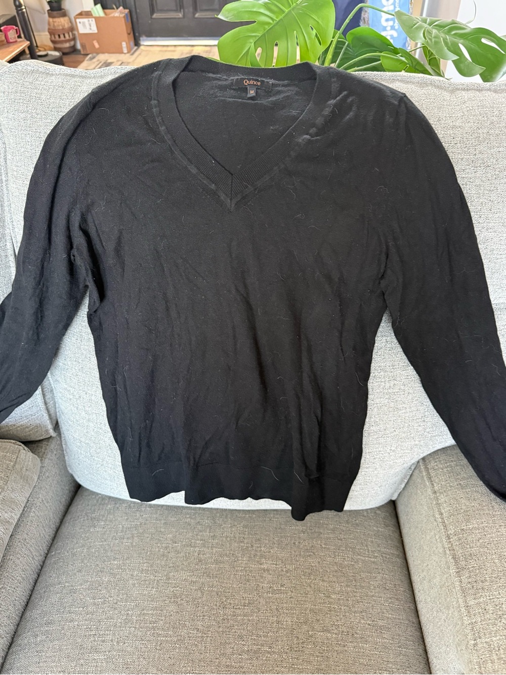 Quince Men’s V-Neck Sweater - Black